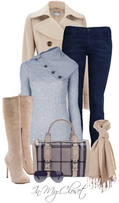 not crazy about the sweater, but i LOVE the boots.  "Fall - #93" by in-my-closet on Polyvore Casual Chique, 2020 Fashion, Outfits Fall, Fashion Winter, Fashion Fall, Classy Outfits, Autumn Winter Fashion