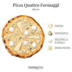 a pizza with cheese and toppings on it is shown in an advertisement for the italian restaurant