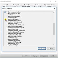 the invoice features dialogle is highlighted on this screenshote screen