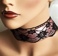 Add a touch of elegance to your style with this stunning pink and black lace choker necklace. Featuring a beautifully intricate floral design, this choker combines vintage charm with modern sophistication. The delicate lace is soft and comfortable, making it perfect for daily wear or special occasions like weddings, parties, or a romantic evening out. This statement piece will enhance any outfit, whether you're dressing up a casual look or completing a formal ensemble. The adjustable clasp ensur Victorian Choker Necklace, Black Lace Choker Necklace, Victorian Choker, Ballroom Jewelry, Ribbon Choker Necklace, Gothic Choker, Black Lace Choker, Lace Choker Necklace, Ribbon Choker