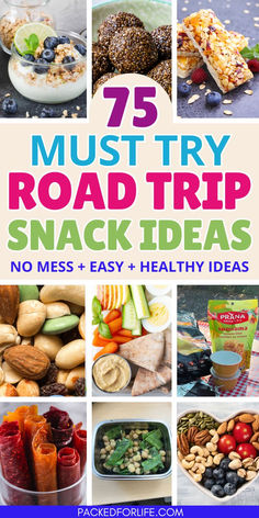 Nine road trip snack ideas from trail mix, to hummous with pita, boiled eggs & veggie sticks, fruit leather, homemade granola bars, yogurt & granola and energy balls. Healthy Snacks For Traveling In The Car, Roadtrip Snacks For Adults, Homemade Road Trip Snacks, Travel Snacks Roadtrip, Healthy Car Snacks, Car Ride Snacks, Easy Road Trip Snacks, Car Trip Snacks, Road Trip Foods