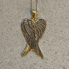 Gold Plated Double Angel Wing Necklace Chain Is 18” Long. Charm Is About 1 1/4” Lengthwise. Never Worn. Comes With Cloth Bag And Box. Angel Wing Necklace, Wing Necklace, Cloth Bag, Necklace Chain, Cloth Bags, Angel Wings, Chains Necklace, Womens Jewelry Necklace, Gold Plate