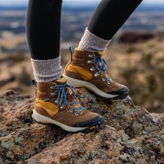 Danner Women's Inquire Mid 5" Waterproof Hiking Boot - Pinecone Brown/Prairie Sand - 64534 On Sale Now! This Item Ships FREE! Off the beaten path, it’s completely capable with trail-ready touches like Danner® Dry waterproofing, our stable Trailguard platform, and a custom, fully-resoleable outsole by Vibram®. On the town, it’s completely comfortable with an athletic-inspired Plyolite® EVA midsole and OrthoLite® footbed. And wherever you take it, our all-new Women’s Precision Fit ensures improved Women Hiking Boots Outfit, Hiking Boot Outfit, Stylish Hiking Boots, Women’s Hiking Boots, Backpacking Boots, Hiking Boots Outfit, Hiking Shoes Women, Trekking Shoes, Hiking Boots Women