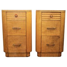 two wooden drawers sitting next to each other