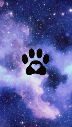 an animal paw with a heart on it's face in the middle of stars