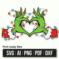 Grinchmas Svg, Grinch Hand, Grinch Hands, Svg Grinch, Heart Clipart, Christmas Heart, Personal Gifts, Tshirt Printing Design, Christmas Hearts