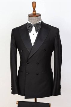 Elegance Redefined: The Murrin Double-Breasted Two-Piece Black Tuxedo for Men! 👔✨ Make a statement with timeless style and impeccable tailoring. #MensFashion #BlackTuxedo #Tux Formal Slim Fit Double Breasted Long Sleeve Suit, Formal Slim Fit Long Sleeve Double Breasted Suit, Classic Black Tie Tuxedo With Custom Fit, Fitted Double Breasted Black Tie Suit, Fitted Double Breasted Suit For Black Tie Events, Classic Custom Fit Tuxedo For Black Tie Events, Classic Custom Fit Tuxedo For Black Tie, Fitted Double Breasted Tuxedo Suit For Black Tie, Fitted Double Breasted Tuxedo For Black Tie Events