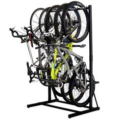 a bike rack with two bicycles mounted to it's sides and four different parts labeled