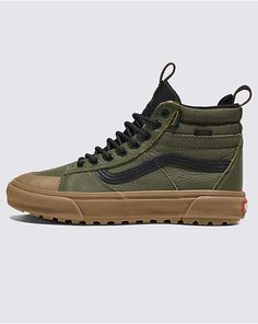 MTE Sk8-Hi Waterproof Insulated Shoe Vans Boots, Tan Vans, Brown Vans, String Beans, Jane Clothing, Vans Logo, Grape Leaf, Wardrobe Accessories, Leaf Green