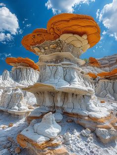 a group of mushroom like structures in the desert