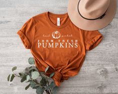 Hand Picked Farm Fresh Pumpkins Burnt Orange Shirt Burnt Orange Shirt, Farm Fresh Pumpkins, Harvest Season, Orange Shirt, Farm Fresh