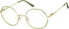 Show your chic subtle side in these luxe round glasses. The shiny gold eyeglasses is accented with just the right amount of floral print on the eyeglasses front as well as the interior of the temple arms. For added comfort the look is fitted with adjustable nose pads and plastic temple tips. | Zenni Women's Round Prescription Eyeglasses Green Floral Stainless Steel Zenni Optical Glasses Woman, Zenni Optical Glasses, Optical Glasses Women, Gold Glasses Frames, Round Prescription Glasses, Little Miss Perfect, Miss Perfect, Round Eyeglasses Frames, Hinged Frame