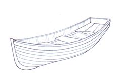 a drawing of a boat that is not in the water, and has two oars on