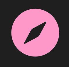 a black and pink circle with an arrow in the center