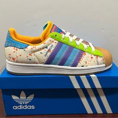 Brand - Adidas X S.E.E.D (School For Experiential Education In Design) Shoe Model - Superstar Style Code - Gx2235 Gender - Women’s Color - Multicolor Condition- Brand New Sizes Available; Women’s 7.5 Adidas Crazy 2, Adidas Shoes 1988, Adidas Originals Jeans Shoes, Adidas Holographic Shoes, Multicolor Skate Shoes With Speckled Midsole For Sports, Adidas Multicolor Sneakers With Rubber Sole, Multicolor Adidas Sneakers With Rubber Sole, Adidas Custom Yellow Low-top Sneakers, Yellow Adidas Custom Low-top Sneakers