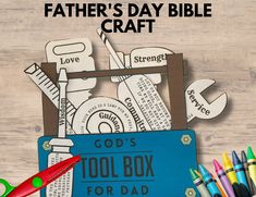 a father's day bible craft with scissors, crayons and paper cutouts