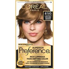 Preference’s Superior Fade-Defying Color & Shine system creates luminous, lit-from-within color, with natural-looking highs & lows, and beautiful gray coverage. With up to 8 weeks of fade-defying color, rich, long-lasting color shines from every strand and resists fading or turning brassy week after week. The kit also includes a color protective Color and Shine Conditioner formulated with Golden Camelina Oil, Anti-Oxidant Vitamin E and UV filter to help keep first day color vibrancy and silky, r High And Low Lights, Covering Gray Hair, Light Golden Brown, Low Lights Hair, Creme Color, Permanent Hair Color, Light Hair, Light Brown Hair, L Oreal