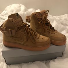 Gently Worn Nike Sneakers. Great Condition. They Look Brand New Air Force 1s, Nike Air Force Ones, Air Force Ones, Nike Sneakers, Nike Air Force Sneaker, Nike Air Force, One Color, Womens Shoes Sneakers, Wheat