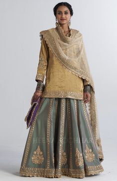 Chanderi Lehenga, Sap Green, Velvet Dress Designs, Lehnga Dress, Fancy Dress Design, Embroidery Designs Fashion