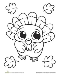 a coloring page with an image of a turkey