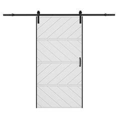 an image of a white door with black bars on the top and bottom, against a white background