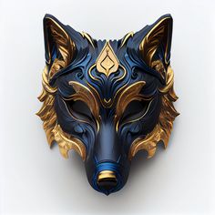 Gold Mask Fantasy Art, Wolf Masquerade Mask, Wolf Mask Drawing, Masks Design, Muzzle Mask, Fantasy Mask Design, Cool Mask, Fantasy Mask, Animal Mask