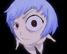 an anime character with blue hair and big eyes