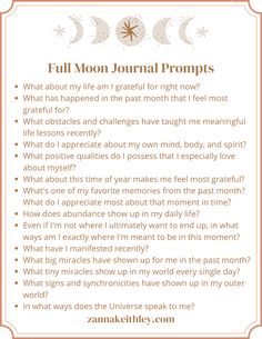 How To Work With The Moon, Light Work Journal Prompts, New Moon Activities, Full Moon Shadow Work, Full Moon Ritual Journal, New Moon Journaling, Witchy Journal Prompts, What To Do On A Full Moon, Witch Journal Prompts