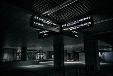 an empty airport terminal at night time