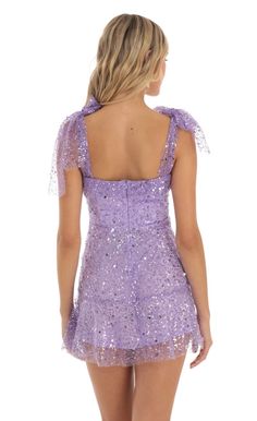 Zev Sequin Mini Dress in Purple | LUCY IN THE SKY Purple Dress Hoco, Guts Outfit, Light Purple Mini Dress, Pink Hoco Dress, Purple Sparkly Dress, Hoco Dresses Purple, Cute Hoco Dresses, Mitzvah Dresses, Purple Mini Dress