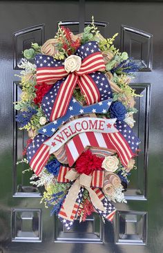 a patriotic wreath with the words welcome on it