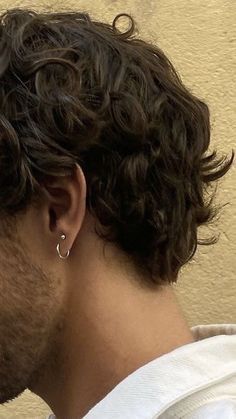 Curly Hairstyles Men Long, Hairstyles Men Long, Curly Hairstyles Men, Ryke Meadows, Guys Ear Piercings, Low Taper, Men Haircut Curly Hair, Wavy Hair Men