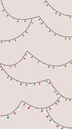 an image of christmas lights on a gray wallpaper background with red, green and white garlands