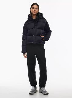 THE SUPER PUFF™ SHORTY | Aritzia The Super Puff, Super Puff, Down Puffer Jacket, Easy Shape, Statement Bag, Water Repellent Fabric, Say Hi, Crop Tank, Puffer Jacket