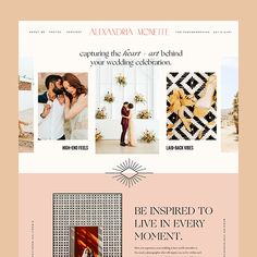 the wedding website is designed to look like it has been created by an expert photographer