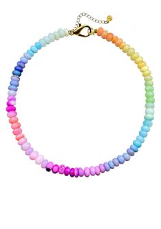 Make a statement with this vibrant Rainbow Candy Necklace! Show off your fun and playful side with this bright and cheery accessory that'll keep you ahead of the fashion trends. Get "obsessed" with the look you'll pull off with this eye-catching piece! Decora Fashion, Easy Beading, Candy Necklace, Candy Necklaces, Rainbow Candy, Rainbow Jewelry, Rainbow Necklace, Love Rainbow, Pull Off