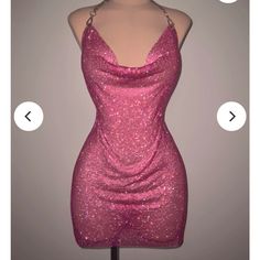 Purchased This Dress For My Birthday. Only Wore Once To Try On. The Dress Is A Medium But It Is Made Of Hot Pink Rhinestones So It Doesn’t Stretch Much. It Would Likely Fit A Small Since I Typically Wear A Small (123 Lbs). I Originally Purchased For $149 But Am Asking For $120. Sparkling Backless Dress For Date Night, Pink Backless Party Dress, Elegant Pink Sparkling Dress, Elegant Sparkling Pink Dress, Pink Sparkling Evening Dress, Pink Sparkling Mini Dress For Evening, Sparkling Pink Evening Dress, Sparkling Pink Dresses For Party Season, Fitted Sparkling Pink Dress