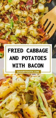 fried cabbage and potatoes with bacon is an easy side dish for any meal or dinner