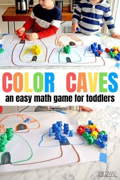 two children playing with color caves an easy math game for toddlers