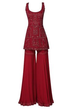 Buy Manish Malhotra Georgette Embroidered Kurta Sharara Set Online | Aza Fashions Women Indian Suits, Chudidaar Outfits, Suit Women Indian, Sharara Kurta Designs, Indian Wear For Women, Ethnic Clothes, Sharara Saree, Sharara Ideas, Indian Traditional Dresses