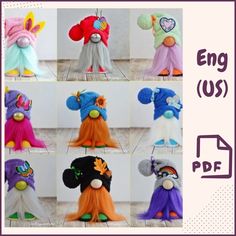 many different types of stuffed animals in various colors and sizes with text overlay that says eng us