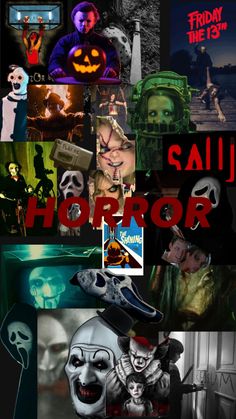 a collage of halloween images with creepy faces