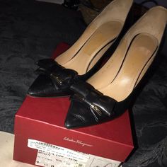 Black Heels With Bows On Top. Lightly Worn. Comes With Box. Heels With Bows, Black Heels With Bow, Ferragamo Heels, Salvatore Ferragamo Shoes, Ferragamo Shoes, Black Heels, Salvatore Ferragamo, Shoes Women Heels, Shoes Heels