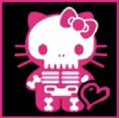 an image of a hello kitty in pink and black with a heart on the side