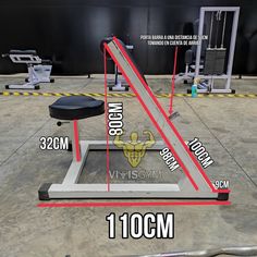 an image of a gym equipment set up with measurements