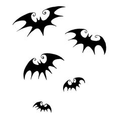 four black bats with swirly designs on them