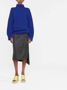 The Attico roll-neck Ribbed Jumper - Farfetch The Attico, Roll Neck, Drop Shoulder, Electric Blue, Ribbed Knit, Midi Skirt, Jumper, Top Brands, Normcore