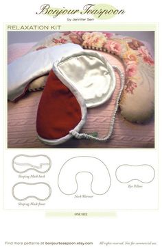 the sewing pattern is shown with instructions for how to sew an eye mask and headband