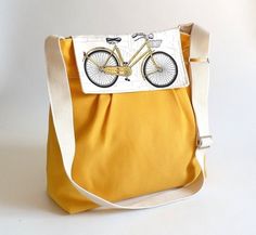 yellow bicycle bag Bicycle Crafts, Yellow French, Back To School Bags, Dark Yellow, Mellow Yellow, Bag Travel