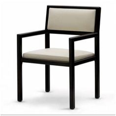 a black and white chair with beige upholstered backrests on an isolated white background